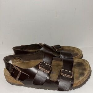 Birkenstock Milano - US Mens 9, European 42 Brown Leather Straps, 3 Buckles